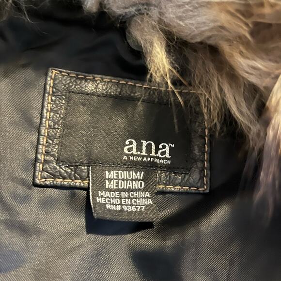 Womens Leather & Fur Collar Jacket Mob Wives Biker Moto Size M Espresso - Picture 8 of 9